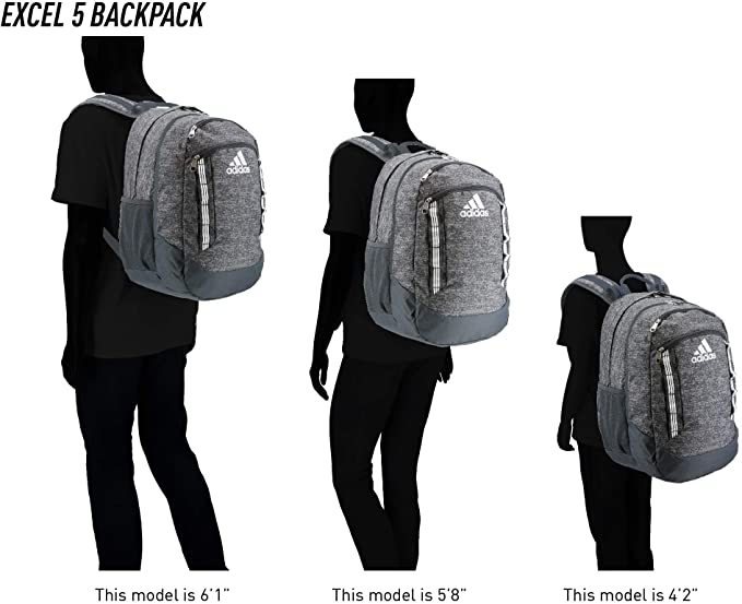 adidas excel 5 backpack size guide