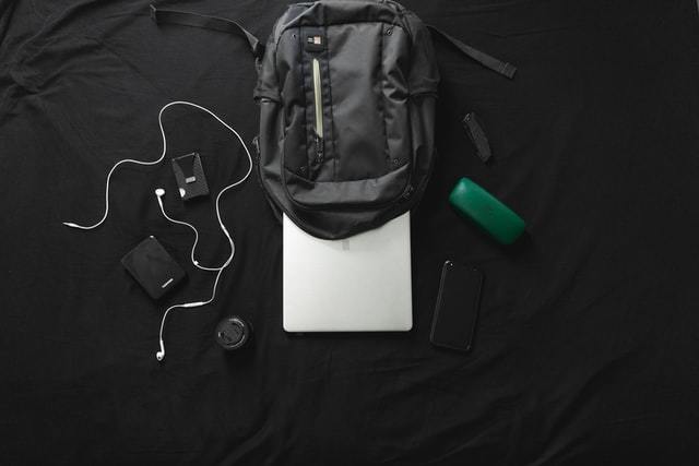 backpack with a laptop inside